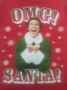 Elf OMG Santa Men's T-Shirt Tee Shirt Red Medium Will Ferrel Christmas - Picture 1 of 3
