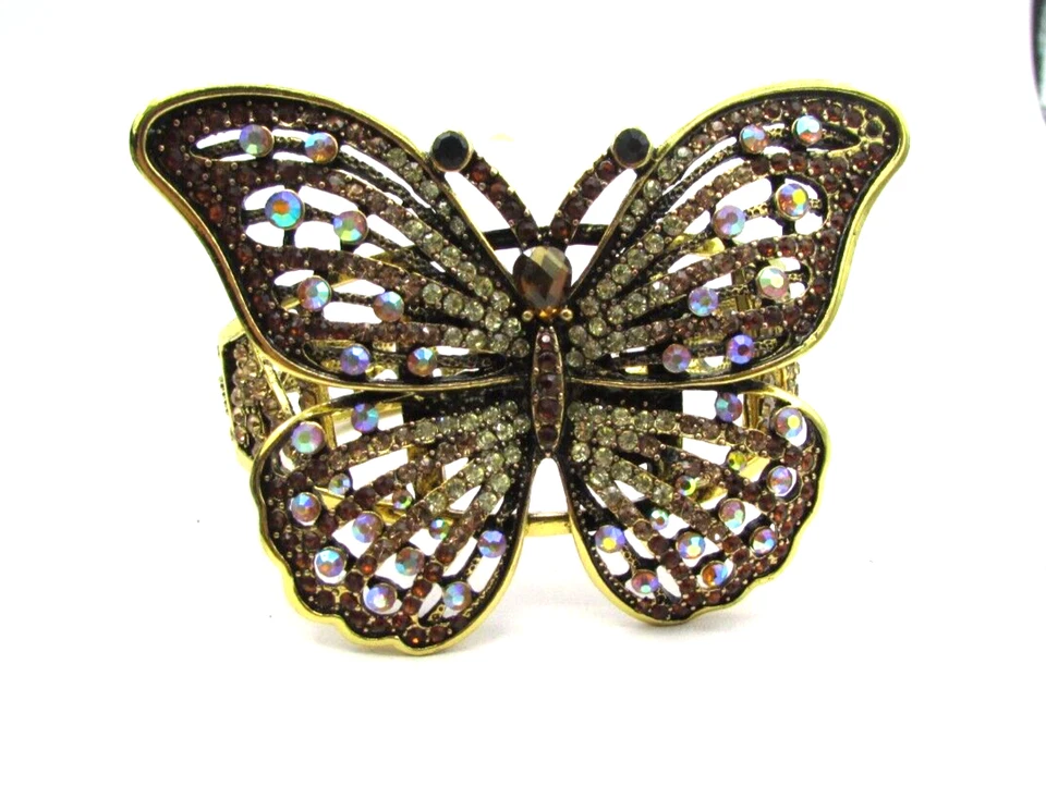 BRAZALETE MARIPOSA CRISTAL ROJO Y AMARILLO MODA TONO DORADO con BISAGRA JTV BR3 Foto 1 de 4