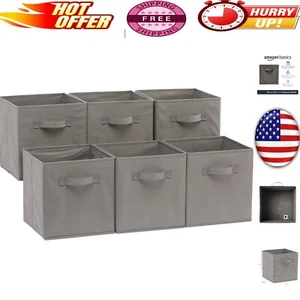 Versatile 19L Fabric Storage Cubes Set of 6 - Stylish Grey, Collapsible Design - Picture 1 of 7
