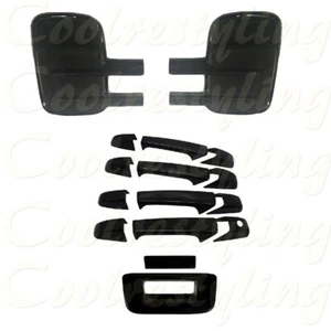 FIT 07-13 SILVERADO SIERRA 2500/3500HD BLACK TOW Mirror +4 HANDLE+TAILGATE Cover - Picture 1 of 1