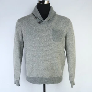 J. CREW SCIALLE COLLETTO PELLE BOTTONI PULLOVER LANA AGNELLO MAGLIONE MEDIO - Foto 1 di 5