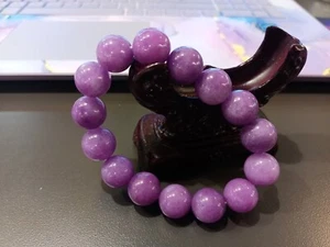 Certified, 14 mm Lavender Jade Bracelet. Beautiful Color 7.5 To 8.5 Inches. - Picture 1 of 15