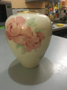 Lenox VASE Chatsworth Collection Peach & Blue Roses With Ivory Background - Picture 1 of 6