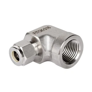 FITOK 1/8 in OD x 1/4 Female NPT Elbow 316 Stainless Steel Compression Fitting - Picture 1 of 1