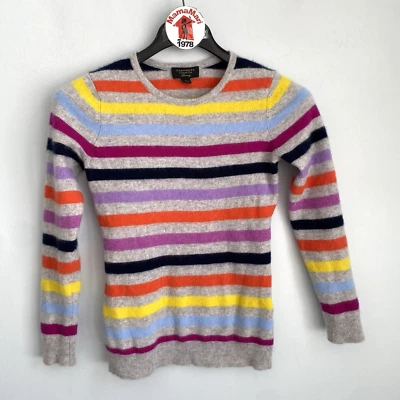 Suéter Charter Club Lujo Cachemira Cuello Redondo Talla S Gris Multi Rayas Pullover Foto 1 de 4