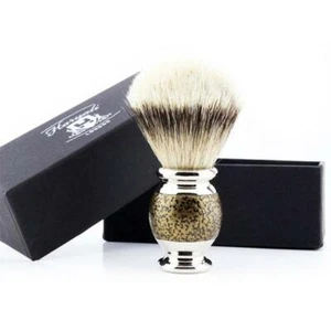 Super Silver Tip Badger Hair Shaving Brush Vintage style Metal Handle in Gold - Picture 1 of 1