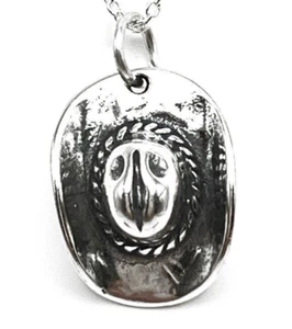 Sterling Silver Cowboy Hat Charm Pendant Necklace-#40 - Picture 1 of 4