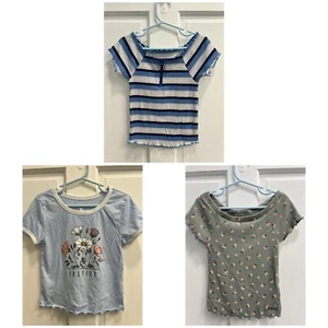 Lot Of 3 Justice Brand Girls Summer Tops. Size 7 Pre Owned. Cropped/Short Length - Picture 1 of 15