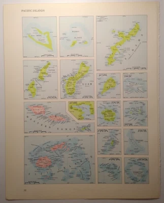 1960's Vintage PACIFIC ISLANDS Atlas Map - Old Antique Rand McNally World Atlas - Image 1 of 4