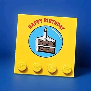 Lego gelber Happy Birthday 4x4 Magnetstein mit bedruckter Fliese - Bild 1 von 2