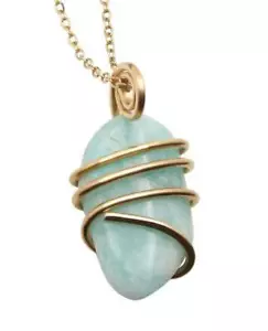 Amazonite Set In Merlin's Gold Forged Wrap Pendant #11, 11.1 Grams - Picture 1 of 3