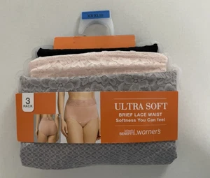 Warners Blissful 3 Pack Ultra Soft Brief High Lace Waist Panties 3XL 10 NEW - Picture 1 of 6