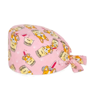 Women men Surgical Scrub Caps Dogs Cats print medical hat Operating room hats - Picture 1 of 23