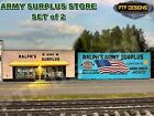 O Scale SET OF 2 ARMY SURPLUS STORE Building Flat w/LED - Military Lionel MTH