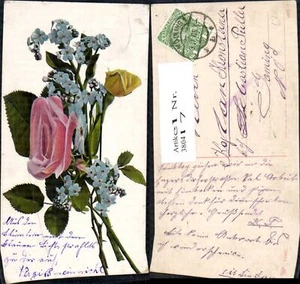 380417,Blumen Strauß Rosa u. Gelbe Rosen Vergissmeinnicht  - Picture 1 of 1