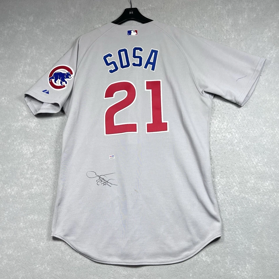 Chicago Cubs Baseball Jersey Sammy Sosa #21 Mens Size 44 Gray Autographed Signed - Image 1 of 4