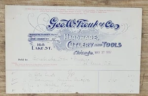 1897 Billhead Chicago Illinois Geo W Trout Hardware Cutlery Tools El Reno OK - Picture 1 of 1