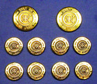 NINO CERRUTI replacement buttons 10 Gold tone 2part metal logo buttons Good Cond