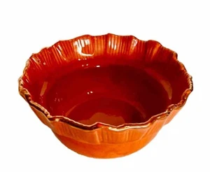 Vtg G20 Orange Gold Plated Rim Candy Dish MCM Pottery Bowl 6" - Picture 1 of 3