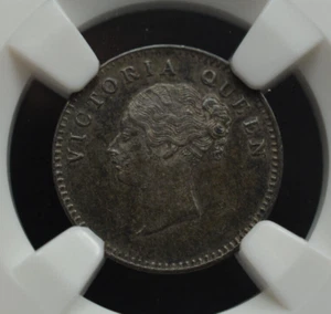 British East India Company 1841. 2 Anna NGC MS62  Continuous Legend - Scarce. - Picture 1 of 4