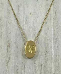 NOS ~ Monogrammed Necklace Featuring the Letter "N", Gold Filled Chain 14" - Picture 1 of 10