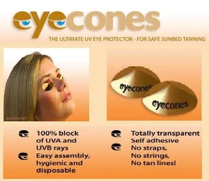 New Disposable Stick on SUNBED TANNING UV EYE PROTECTION Cone/ Goggles 150 PAIR - Picture 1 of 1