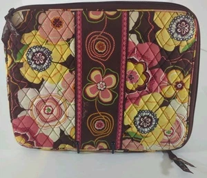 Housse rembourrée pour ordinateur portable Vera Bradley Buttercup 15" fermeture éclair rose jaune vert marron - Photo 1/4