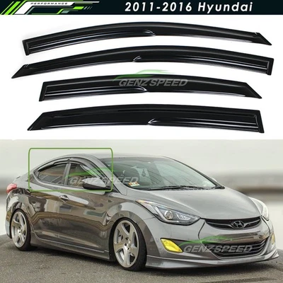 For 2011-2016 Hyundai Elantra KDM Wavy Mugen Style Window Visors Rain Guards - Image 1 of 4