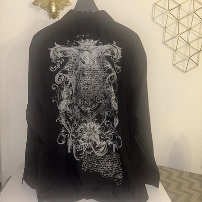 Vintage Y2K Eighty-Eight Men’s 2XAffliction Style Button Down Shirt Grunge Black - Image 1 of 4