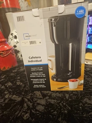 Cafetera individual Mainstays, 1 taza cápsula o café molido Foto 1 de 4
