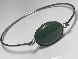 Vintage sterling silver '925' and jade small bangle bracelet stacking layering - Picture 1 of 19
