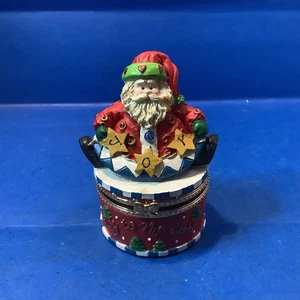 Santa Claus Trinket Box  Joy TO The World Gift Box Decoration  - Picture 1 of 5