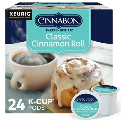 Cinnabon Classic Cinnamon Roll Flavored K-Cup Coffee Pods, Light Roast, 24 Count