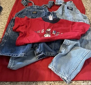 OSH KOSH B’GOSH Kids Overalls Vintage Set of Two Overalls and shirt Size 3T - Picture 1 of 9