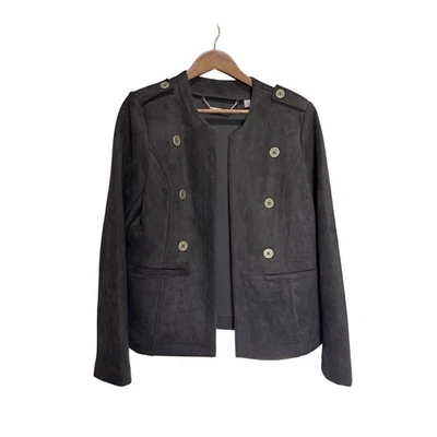 Blazer/chaqueta de gamuza negra estilo abierto Tahari para mujer - talla M Foto 1 de 4