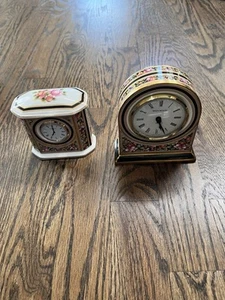 2 Wedgwood England Bone China Small Desk Mantle Table Clock Clio - Picture 1 of 8