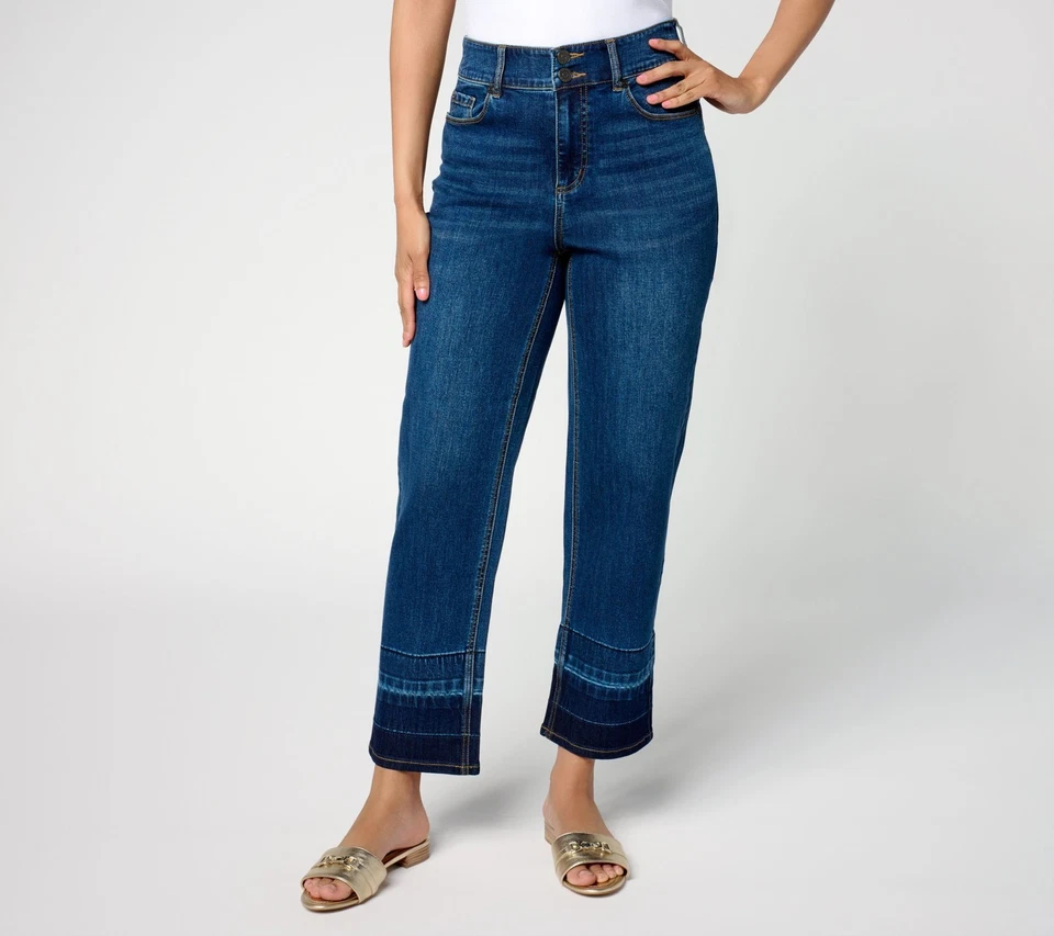 Pantalones para mujer Susan Graver talla grande 18 regular elástico denim azul completo A691332 Foto 1 de 4