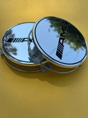 AMG Set of 4 Mercedes Benz CHROME AMG Center Caps 3 Inch/75mm Fits Most Models - Image 1 of 4