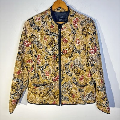 Chaqueta acolchada ligera Cottage Core RQT para mujer talla XL estampado cachemir neutro Foto 1 de 4