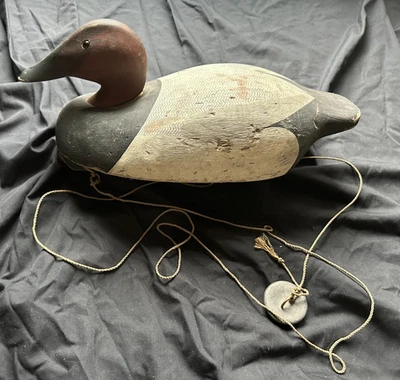 Isca de madeira vintage Ken Harris esculpida e pintada pato - com peso de âncora  - Imagem 1 de 3