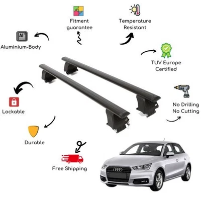 Juego de barras transversales de techo desnudo para AUDI A1 8XA Sportback 5 puertas 12-18 color negro Foto 1 de 4