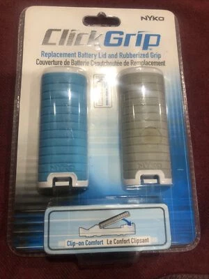 NYKO CLICK GRIP REPLACEMENT BATTERY LID RUBBERIZED 2 PACK NEW SEALED Blue / Gray - Image 1 of 4