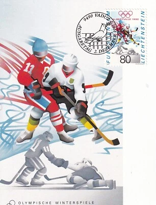 LIECHTENSTEIN 1991 THREE FIRST DAY COVERS ON MAXI CARD, OLYMPICS - Image 1 of 4