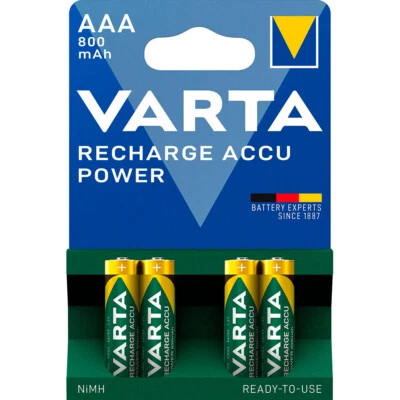 4 x VARTA RECHARGE ACCU POWER 800mAh Rechargeable AAA Batteries HR03 1.2V - Image 1 of 4
