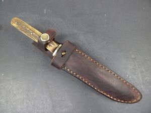 vintage EDGE BRAND Solingen Stag ORIGINAL BOWIE KNIFE w/custom sheath