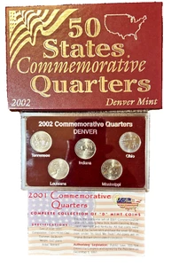 2002 Commemorative State Quarters Set Denver Mint 5 Coins in original box & COA - Picture 1 of 4