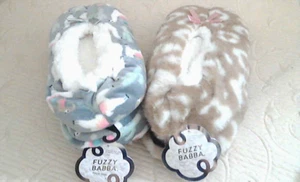 Fuzzy Babbas Fleece Faux Fur Sock Slippers W Size 7 - 9.5" Bott Nubs NEW - Picture 1 of 3