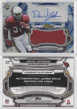 2015 Topps Finest Jumbo Relic Diamond Refractor /60 David Johnson Rookie Auto RC
