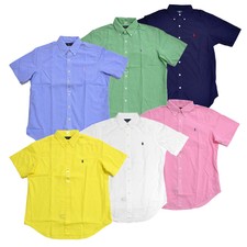 Polo Ralph Lauren masculina manga curta Camisa Botão no tecido Popeline S M L XL PRL