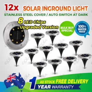 12x Solar Powered LED Buried Inground Recessed Light Garden Outdoor Deck Path - Picture 1 of 7